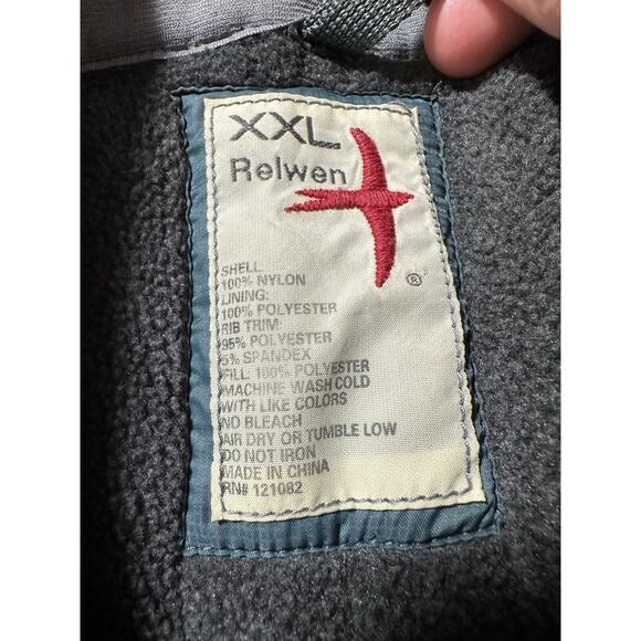 Relwen Vertical Insulator Quilted Hybrid Jacket Fleece Lined Blue Full Zip 2XL - Picture 3 of 11